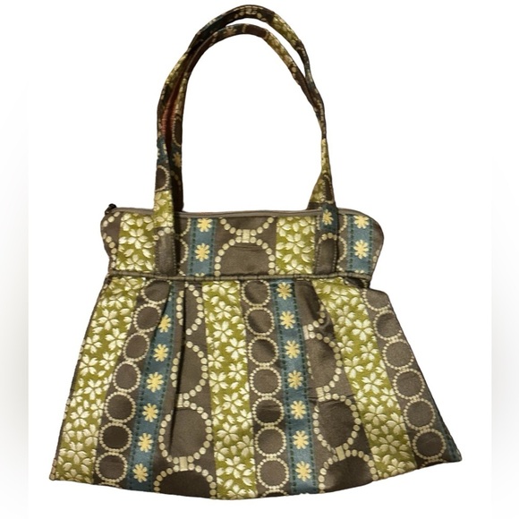 Maruca Handbags - EUC Maruca Shoulder bag, Handmade Green, brown, blue, floral & circle patterned